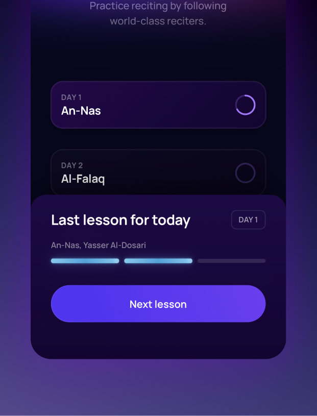 Lesson dashboard view